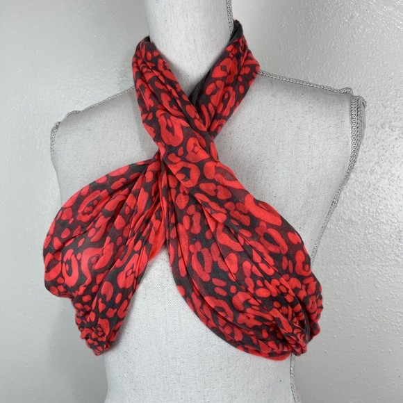 J Francis Scarf Orange Grey Animal Print Accessories Shawl Neck Warmer - Picture 7 of 11